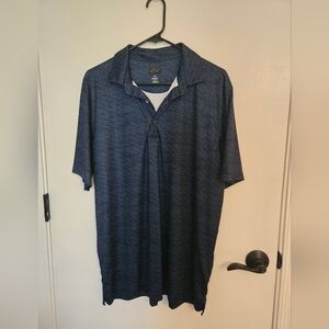 Greg Norman Men's Polo Shirt Navy Blue With Sharks Size Large